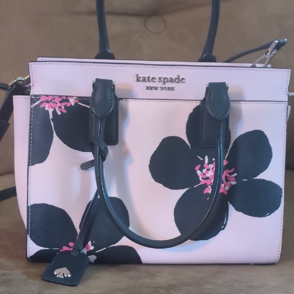 Kate Spade Black and Pink Floral Satchel
